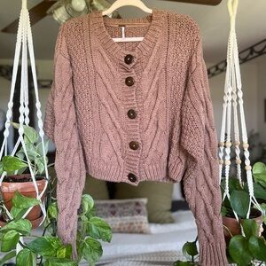 Free People Bonfire Cardi Taupe